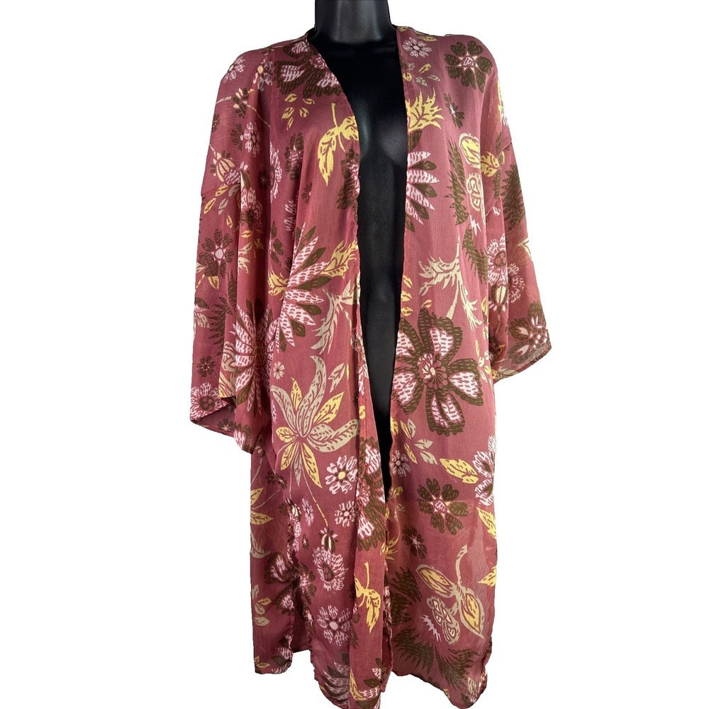 Floral Kimono Duster Open Front Lightweight Cover Up Bohemian Chic Beach‎ resort